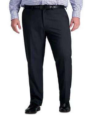 Haggar Big & Tall Comfort Straight-Fit Flat-Front Stretch Dress Pants - Blue