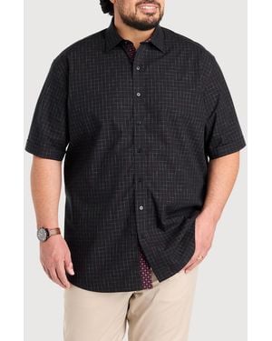 Synergy Big & Tall Tonal Plaid Sport Shirt - Black