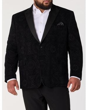 Tallia Big & Tall Paisley Velvet Sport Coat - Black