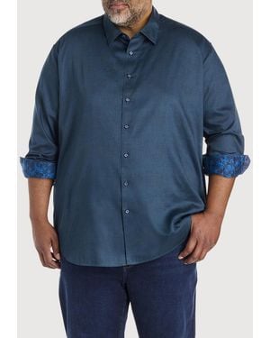 Robert Graham Big & Tall Crosshatch Sport Shirt - Blue
