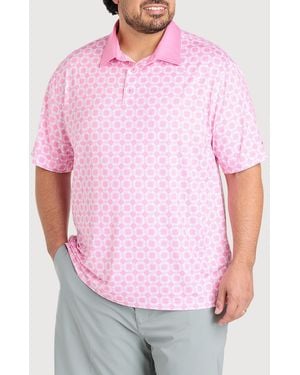 Reebok Big & Tall Mosaic Geometric Performance Polo Shirt - Pink