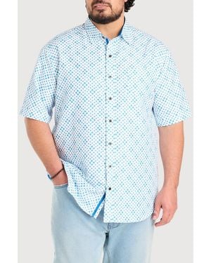 Synergy Big & Tall Geometric Print Microfiber Sport Shirt - Blue