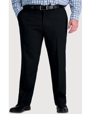 Haggar Big & Tall Comfort Straight-Fit Flat-Front Stretch Dress Pants - Black