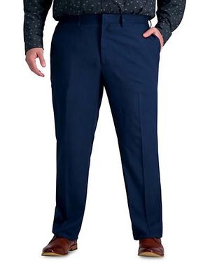 Haggar Big & Tall Comfort Straight-Fit Flat-Front Stretch Dress Pants - Blue