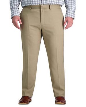 Haggar Big & Tall Comfort Straight-Fit Flat-Front Stretch Dress Pants - Natural