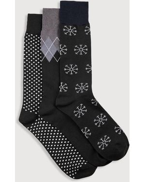 Synergy Big & Tall 3-Pk Classic Printed Socks - Black