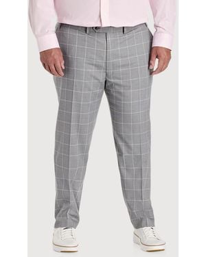 Michael Kors Big & Tall Windowpane Suit Pants - Gray