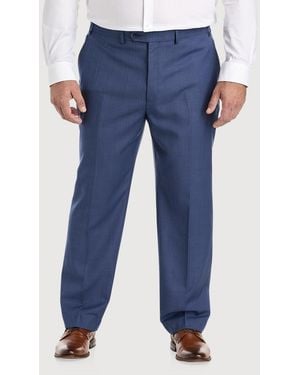 Michael Kors Big & Tall Sharkskin Wool-Blend Suit Pants - Blue