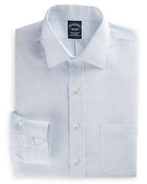 Brooks Brothers Big & Tall Non-Iron Graph Patterned Dress Shirt - Blue