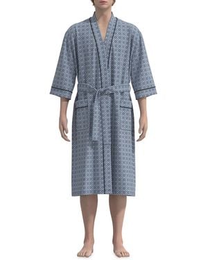 Majestic International Big & Tall Grecian Kimono Robe - Blue