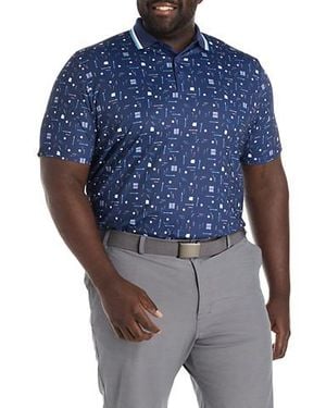 Callaway Apparel Big & Tall Printed Performance Polo Shirt - Blue