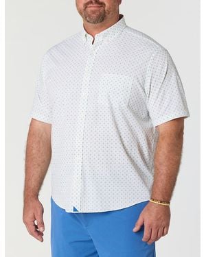 UNTUCKit, Fit By DXL Big & Tall Performance Van Meter Shell Print Sport Shirt - White