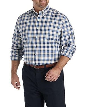 Brooks Brothers Big & Tall Non-Iron Plaid Twill Sport Shirt - Blue