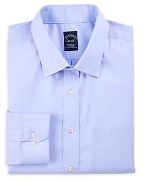 Brooks Brothers Big & Tall Non-Iron Pinpoint Stretch Dress Shirt - Blue