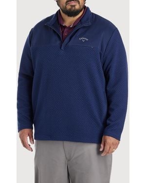 Callaway Apparel Big & Tall Mixed Media 1 4 Zip Performance Pullover - Blue