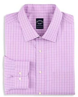 Brooks Brothers Big & Tall Non-Iron Tonal Glen Plaid Dress Shirt - Pink