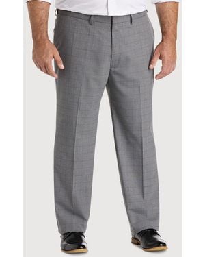 Haggar Big & Tall Smart Wash Windowpane Suit Pants - Gray