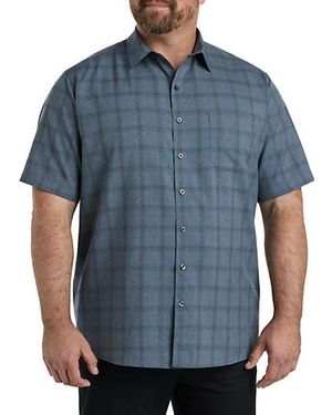 Synergy Big & Tall Large Plaid Microfiber Sport Shirt - Blue