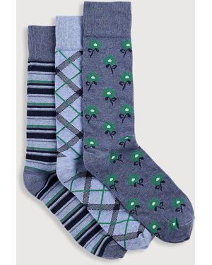 Synergy Big & Tall Floral Classic Socks - Blue