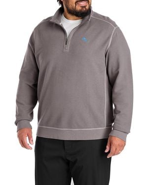 Tommy Bahama Big & Tall Montego Bay 1/2-Zip Pullover Shirt - Gray