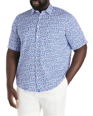 UNTUCKit, Fit By DXL Big & Tall Kincaid Floral Print Performance Sport Shirt - Blue