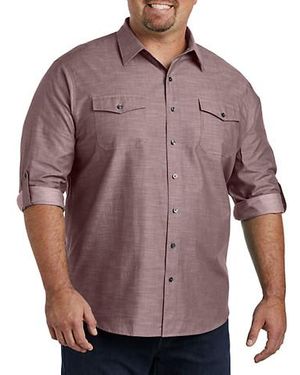 Synergy Big & Tall Slub Officer Sport Shirt - Purple