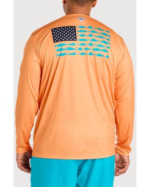 Columbia Big & Tall Terminal Tackle Pfg Fish Flag Long-Sleeve T-Shirt - Orange