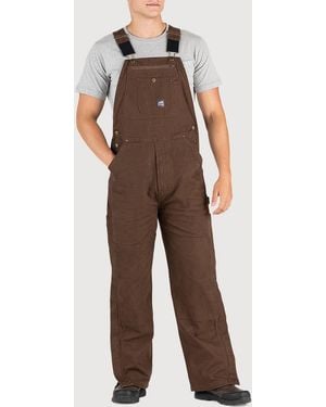 Bernè Big & Tall Washed Bib Overalls - Brown