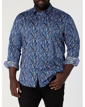 Robert Graham Big & Tall Squiggles Sport Shirt - Blue