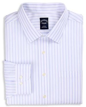Brooks Brothers Big & Tall Non-Iron Striped Dress Shirt - Blue