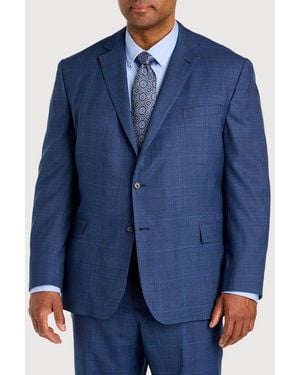 Brooks Brothers Big & Tall Patterned Wool Suit Jacket - Blue