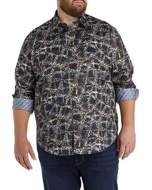 Robert Graham Big & Tall Grid Textured Sport Shirt - Black