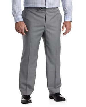 Michael Kors Big & Tall Sharkskin Wool-Blend Suit Pants - Gray