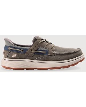 Skechers Big & Tall Davey Moc Toe Canvas Relaxed Fit Slip-Ins - Gray