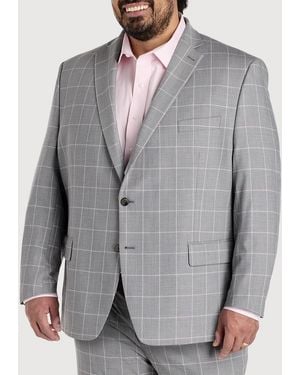 Michael Kors Big & Tall Windowpane Suit Jacket - Gray