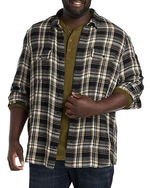 Lucky Brand Herringbone Textured Plaid Sport Shirt - Black
