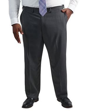 Haggar Big & Tall Premium Comfort 4-Way Stretch Pleated Dress Pants - Gray