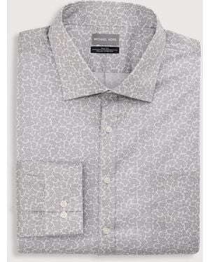 Michael Kors Big & Tall Tonal Paisley Performance Dress Shirt - Gray