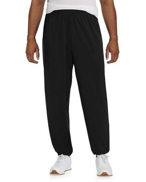 Reebok Big & Tall Performance Jersey Elastic-Hem Tech Pants - Black