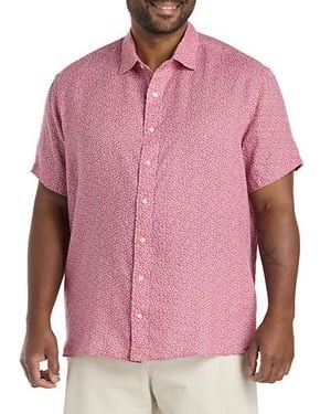 Vineyard Vines Big & Tall Micro Leaf Linen Sport Shirt - Pink
