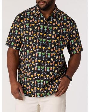 Synergy Big & Tall Multi Drink Patterned Sport Shirt - Black