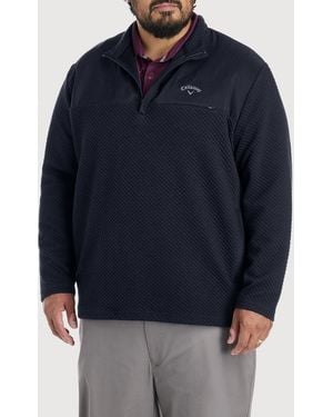 Callaway Apparel Big & Tall Mixed Media 1 4 Zip Performance Pullover - Blue