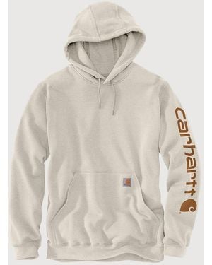 Carhartt Big & Tall Midweight Logo-Sleeve Hooded Sweatshirt - Natural