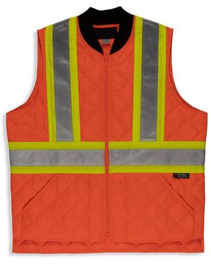 Tough Duck Big & Tall Quilted Zip-Front Reflective Safety Vest - Red