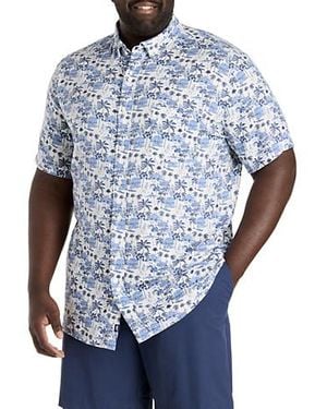 Vineyard Vines Big & Tall Gasparilla Icons Linen-Blend Sport Shirt - Blue