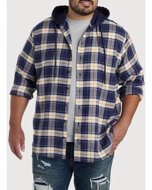True Nation Big & Tall Hooded Flannel Shirt Jacket - Blue