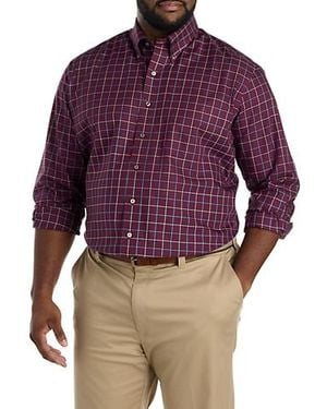 Brooks Brothers Big & Tall Non-Iron Windowpane Sport Shirt - Red