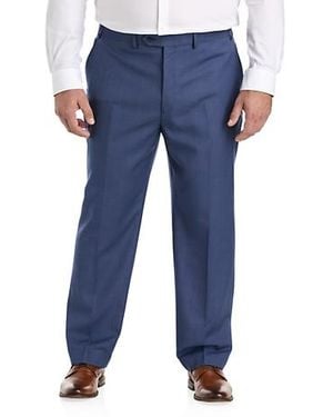 Michael Kors Big & Tall Sharkskin Wool-Blend Suit Pants - Blue