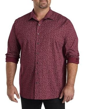 Synergy Big & Tall Leaf Print Sport Shirt - Red