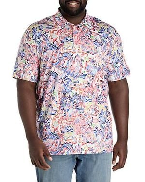 Robert Graham Big & Tall Oden Paisley Performance Polo Shirt - Red
